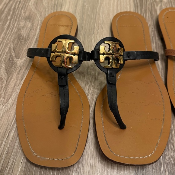 Tory Burch Mini Miller Sandals (2 pairs) Black & Tan - Picture 2 of 6